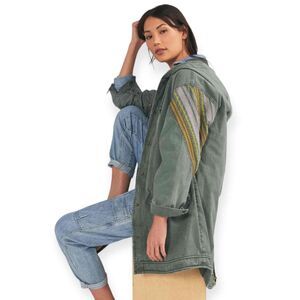 Pilcro Green Utility Jacket with Yellow and Gray Accents